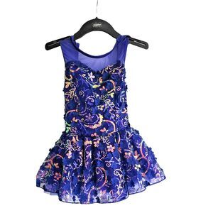 Revolution Dance Costume Competition Blue Floral Dress Size MC